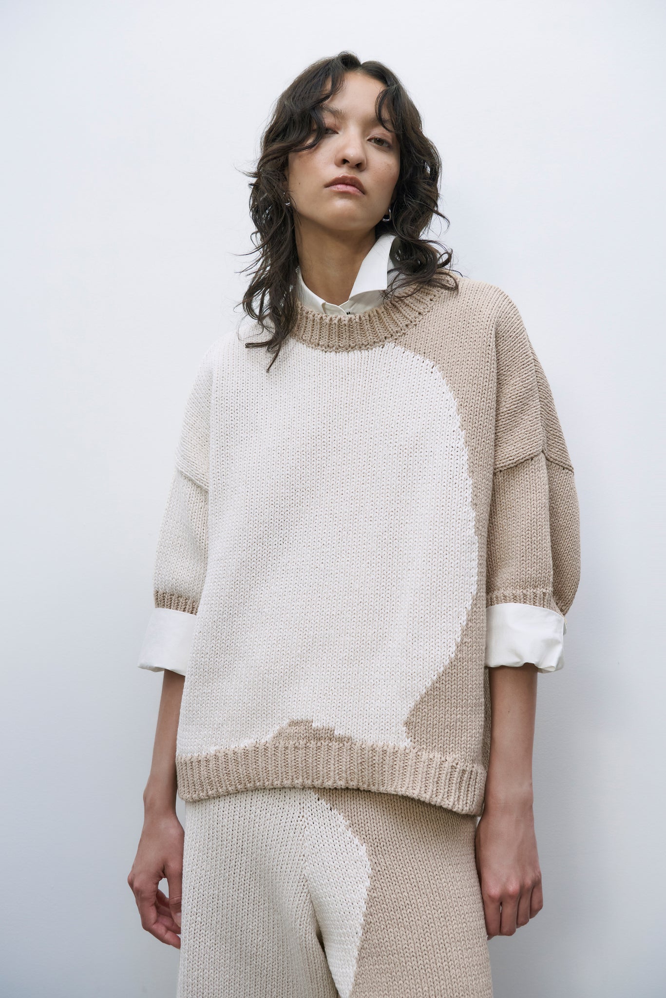 Cotton Sweater in Bicolor.