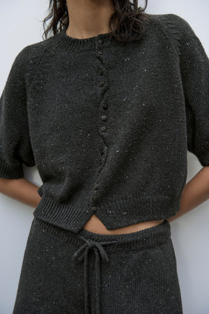Heather Cotton Top in Charcoal