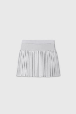 Cotton Pleated Skirt in White Cotton