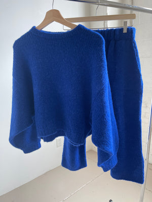 ballon sleeve sweater—baby alpaca in cobalt blue.