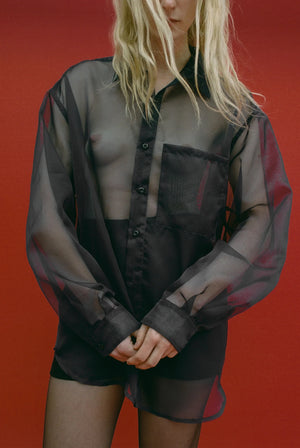 Big Organza Button Up in Black