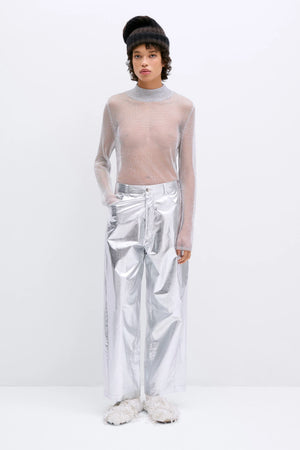 Cotton & Silk Pants in Silver