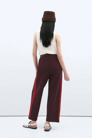 Merino Pointelle Pants in Burgundy