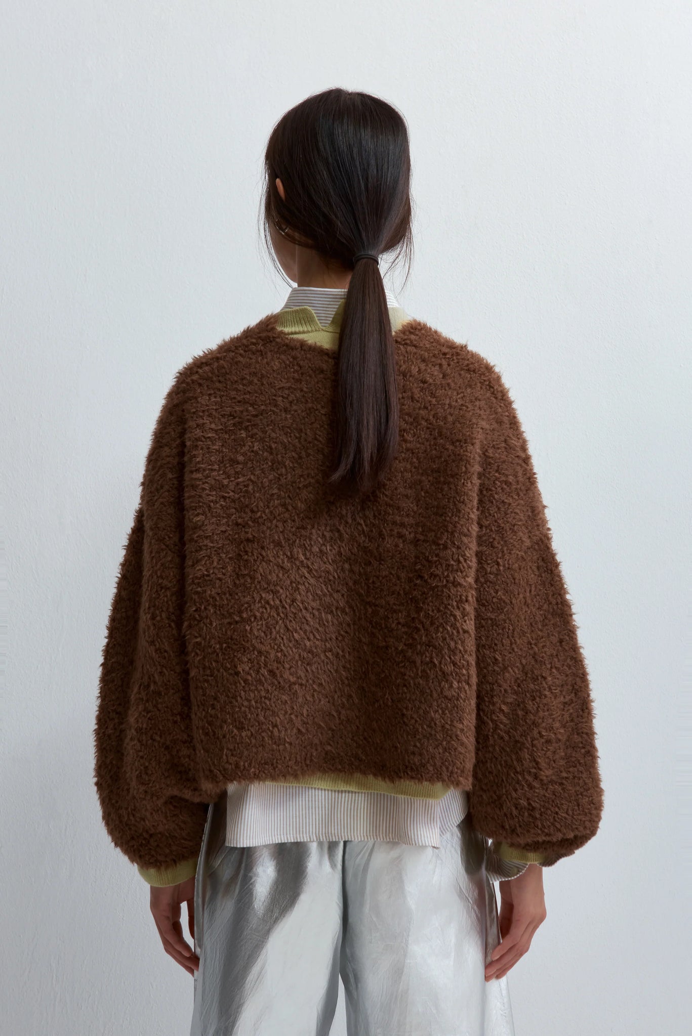 Teddy Cropped Cardigan in Acorn